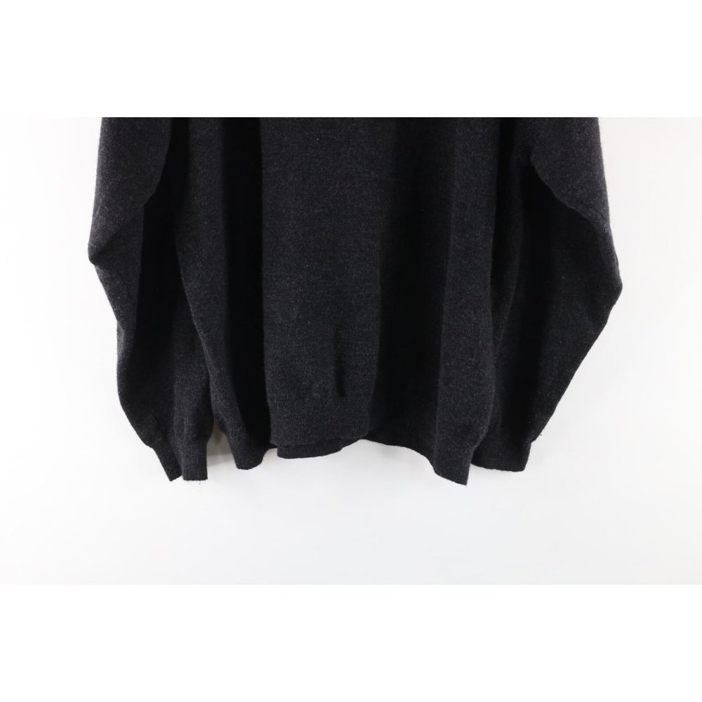 Vtg 90s Streetwear Womens 2XL Blank Wool Knit Mock Neck Sweater Charcoal Gray - Picture 7 of 7